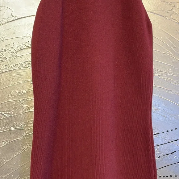 Michael Kors Halter Midi Dress With Gold Zipper Size XS Burgundy - Picture 4 of 10